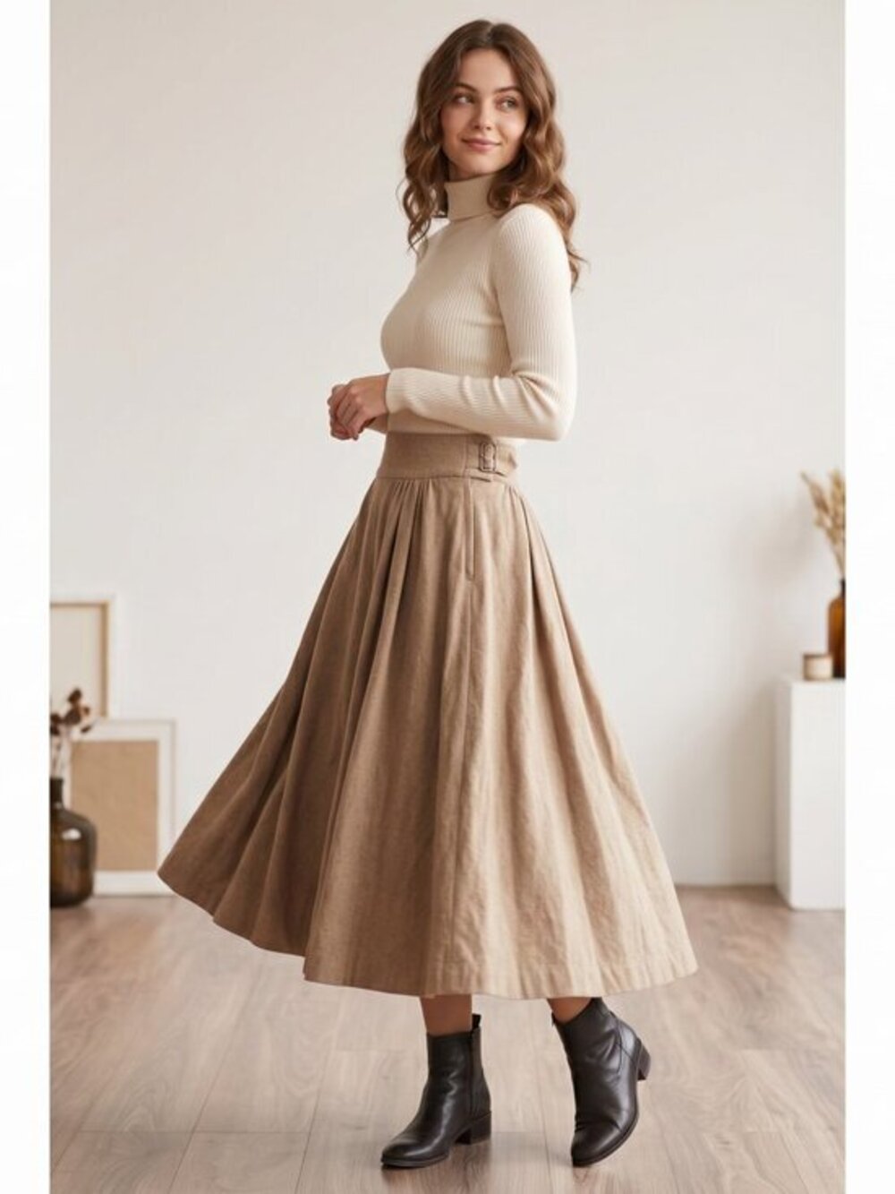 Dries Van Noten Tan A-Line long Skirt size 40